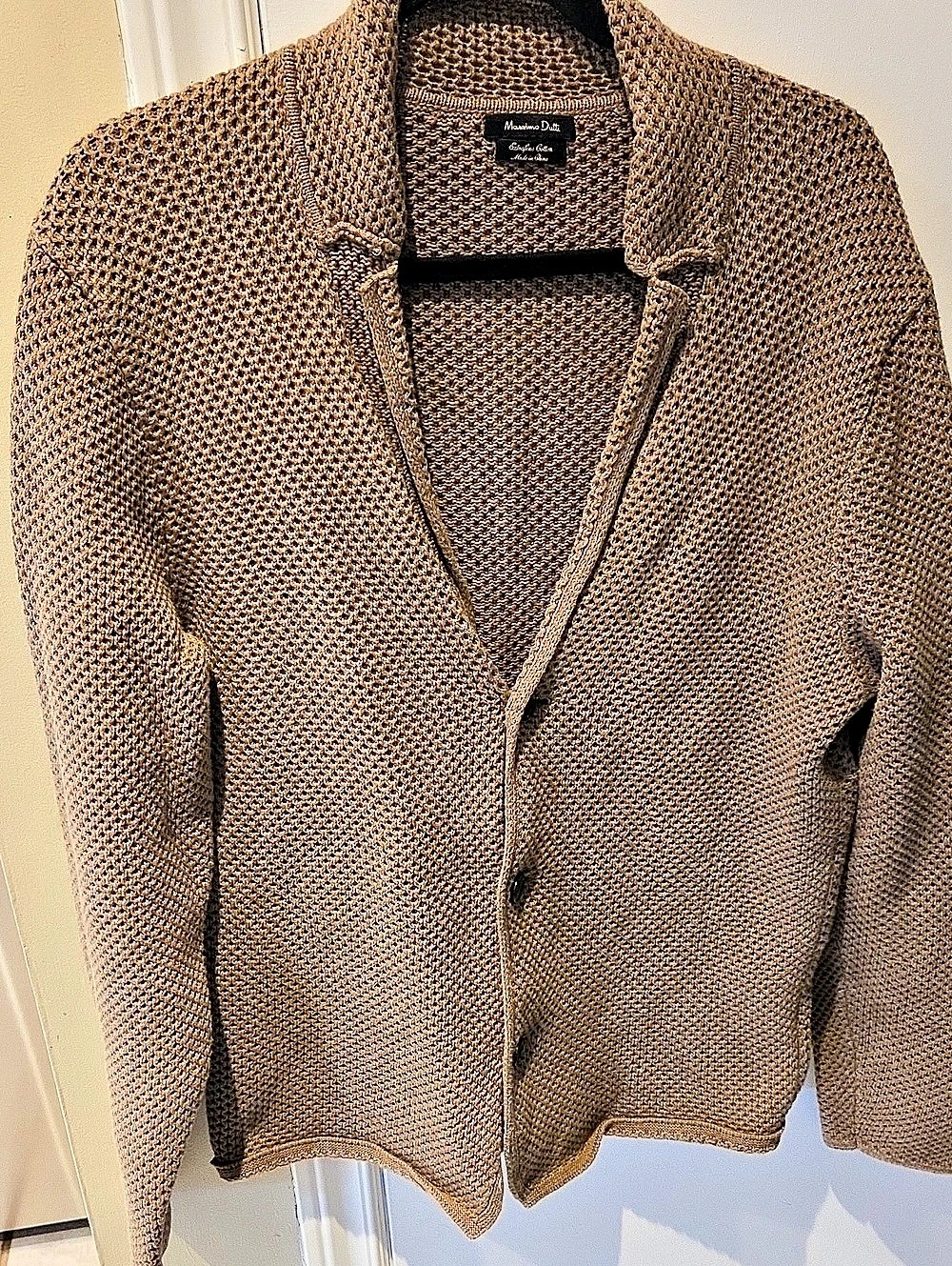 Massimo Dutti Brown Extra Fine Cotton Cardigan